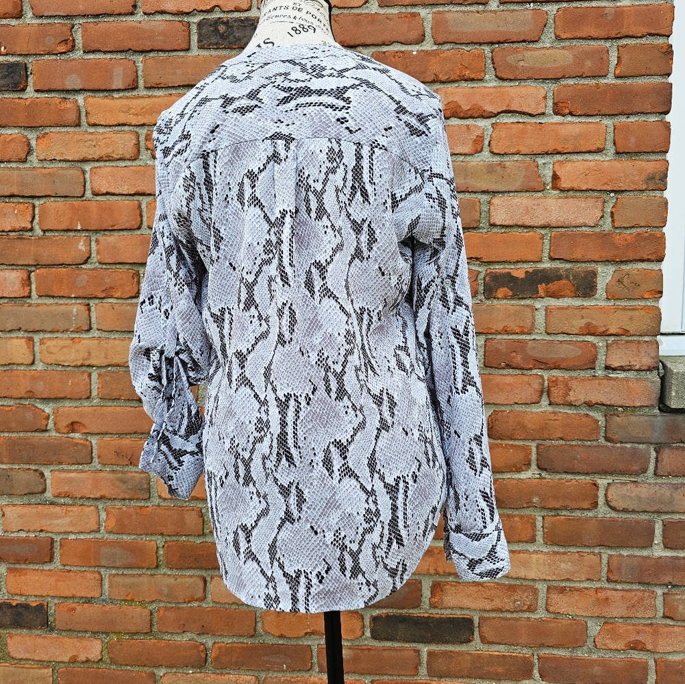 Express Snakeskin Python Print Blouse Top | Zip F… - image 5